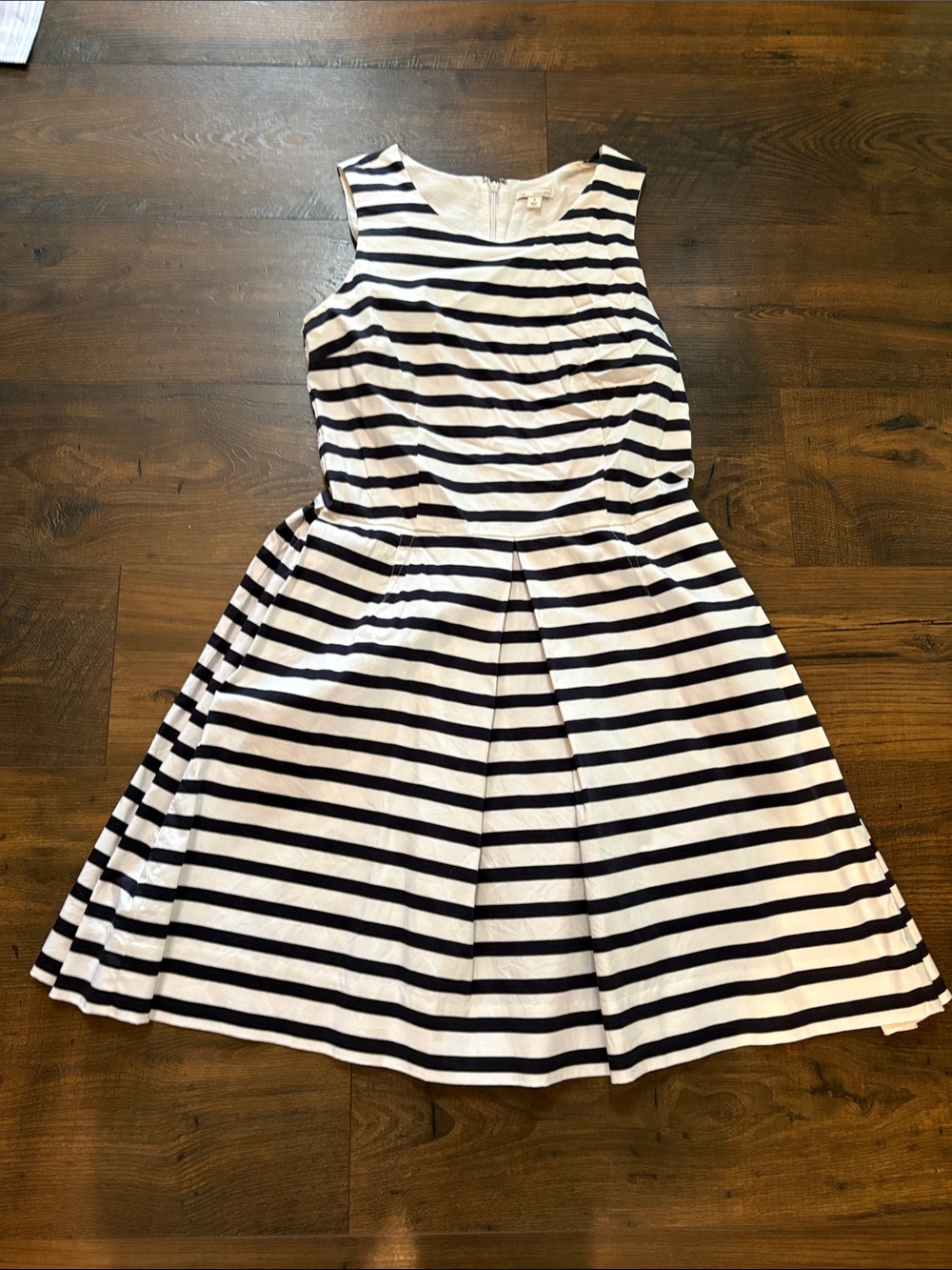 GAP Navy and White Striped Sleeveless Fit-and-Flare Dress